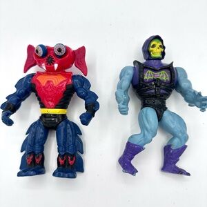 1984 MOTU He-Man Mantenna & Battle Armor Skeletor Figure Masters of the Universe
